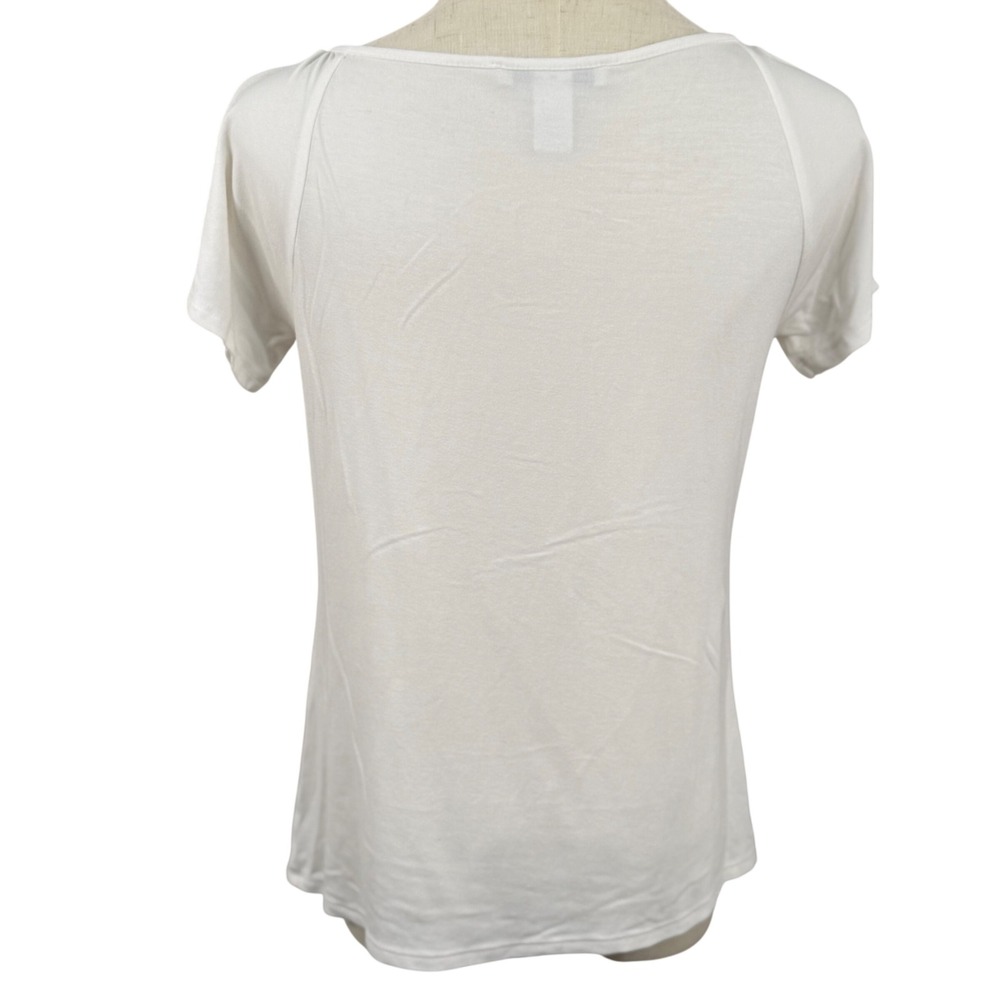 WHBM Women XXS Short Sleeve White Tie Front Peasant Top Coquette Coastal Office - Picture 3 of 8